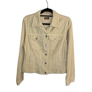 Vintage AT Denim Jean Jacket Cream Medium